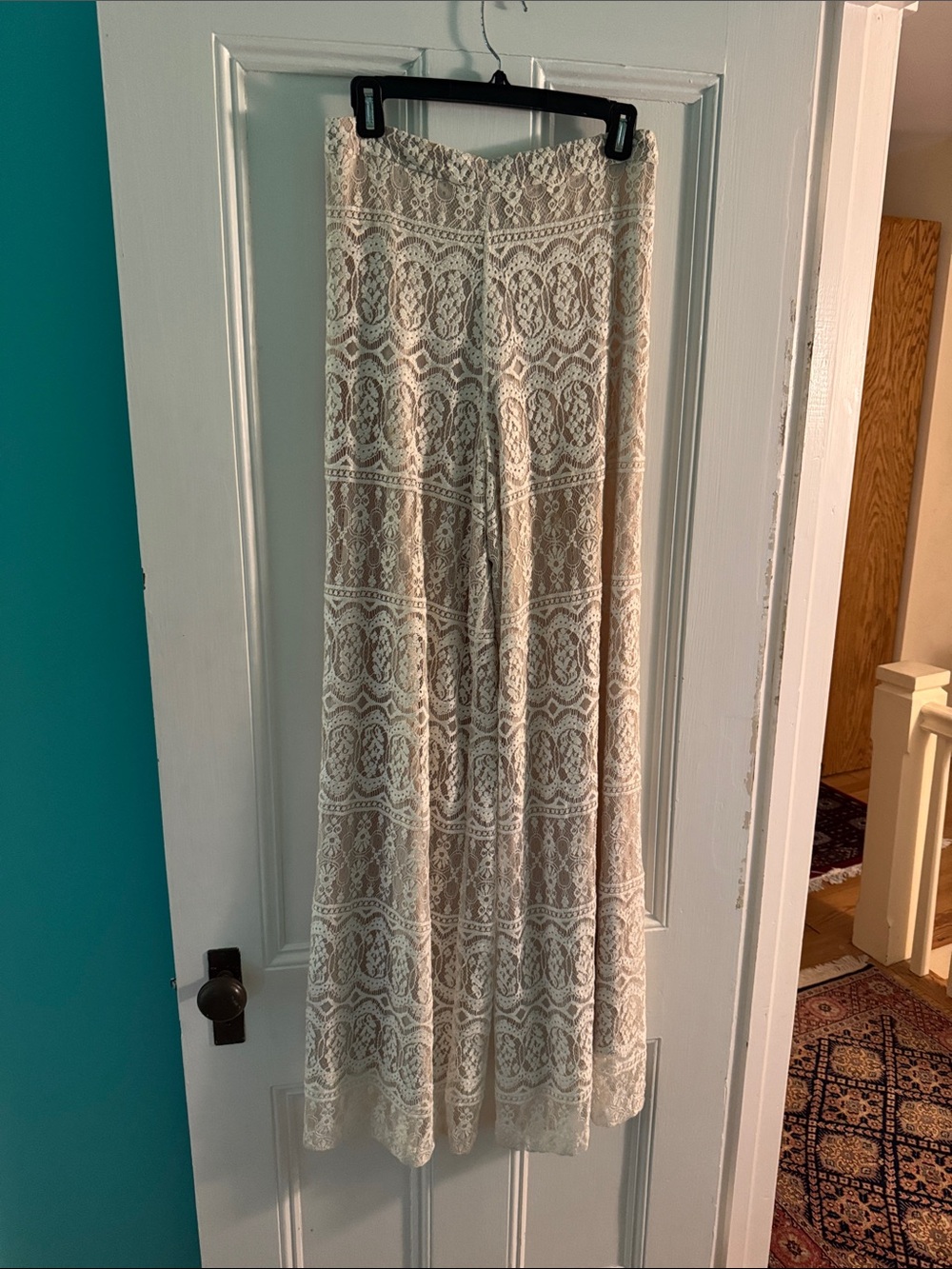 Alice & Olivia Ivory Lace Wide Leg Pants - Picture 3 of 7